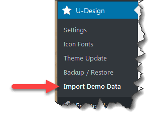 import demo content menu item