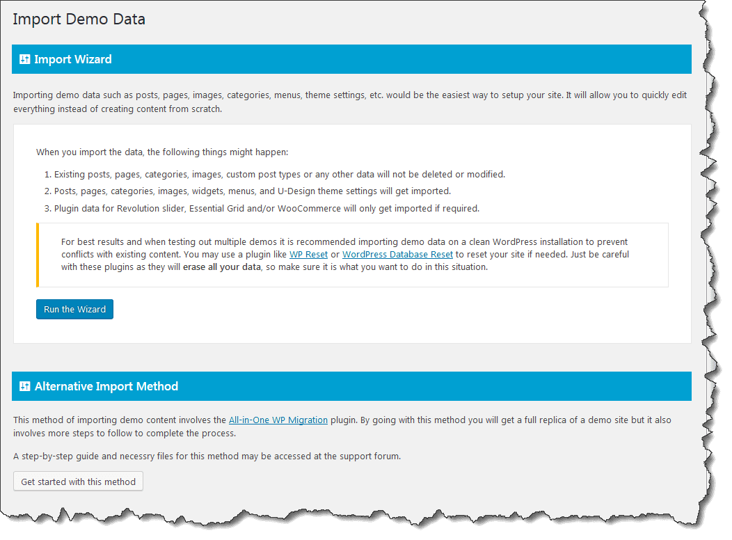 import demo content page